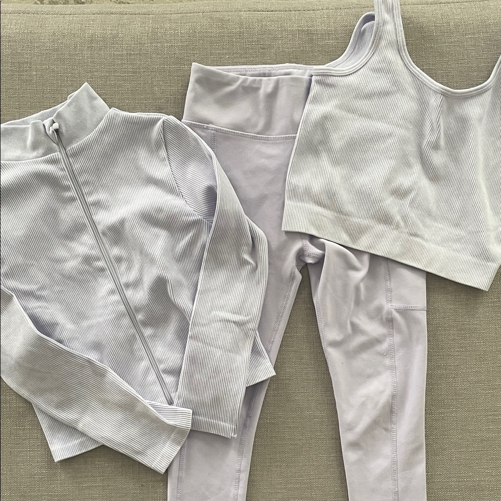 XS kids 5-6yrs lilac purple ribbed active wear set